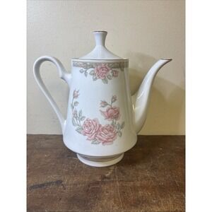 Crown Ming Fine China Jian Shiang Teapot Christina Rose Flower Design, Exc Cond!